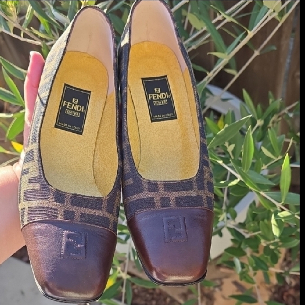 Fendi Women's Patterned Brown Slip-Ons